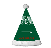 Meistverkaufte Saudi-Arabien Flagge Weihnachtsmützen Komfortable Plüsch-Weihnachtsmützen für Erwachsene Neujahrs-Festliche Party-Kopfbedeckung
