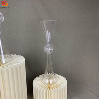 Vase à fleurs en acrylique transparent de 50 cm, double tête en forme de trompette, support de fleurs de mariage, centre de table transparent