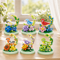 Bloques de Construcción EPT Mini, Diseño Floral con Aves, Set de Ladrillos de Flores y Loros, Decoración Botánica para Escritorio, Regalo Coleccionable para Amantes de las Aves