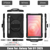 Silikon darbeye dayanıklı sağlam Samsung kılıfı Galaxy Tab S11 2025 X730 X736 X736B kapak dahili omuz askısı