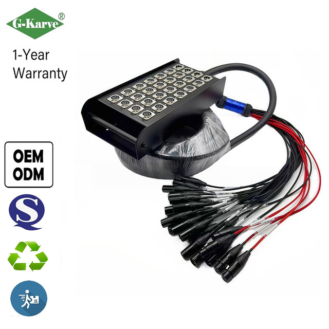 Wholesale 28 Channel XLR Snake Cable with Stage Box and Cable Reel, Professional Multi-Core Audio Multicore Breakout Box
