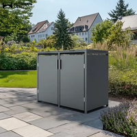 Poubelle extérieure en aluminium à toit ouvert avec écran de confidentialité, bac de rangement pour déchets, résistant à la corrosion pour usage en jardin
