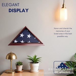 Wooden Triangular Flag <b>Display</b> <b>Case</b> 1107 <b>Wall</b> Mount Free Standing UV Protection Storage Box - Product Image 4