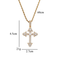 RQ Fashion Design Simple pendentif croix byzenne clair AAA Grade Bling CZ croix collier RTS bijoux