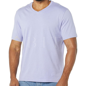 Nouveau design, t-shirts unis pour hommes de haute qualité, respirants, personnalisables, décontractés, pour l'été, col en V, prix de gros - Product Image 6