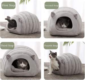 Lit de grotte chaud pour chat, tente pour animal domestique, lit de couchage en forme de chenille - Product Image 6