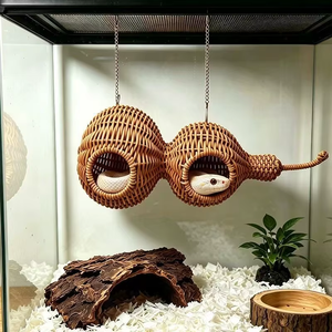 Habitat pour Reptiles en Rotin Tressé en Forme de Gourde, Matériau Durable et Sûr, Double Ouverture, pour Soulagement du Stress, Cache-cache pour Gecko, lézard, serpent, <span class=keywords><strong>araignée</strong></span> - Product Image 5