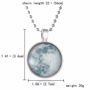 Collana Vintage Lunare Fluorescente che si Illumina al Buio, Gioielli da Donna con Ciondolo Lunare Cabochon che si Illumina al Luce - Product Image 5