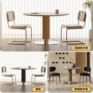 Juego de Muebles de Salón Modernos de Madera Maciza, Mesa de Comedor de Acero Inoxidable con Superficie de Roca - Product Image 2