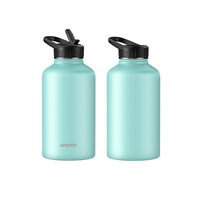 Bouteille d'eau de sport en acier inoxydable à double paroi isolée sous vide de grande capacité de 64oz 100oz 128oz avec couvercle à poignée
