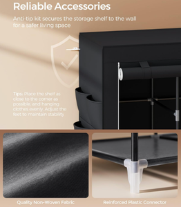 <span class=keywords><strong>Armario</strong></span> de ropa independiente moderno de hierro portátil con 4 rieles colgantes y estantes <span class=keywords><strong>para</strong></span> almacenamiento en la sala de estar - Product Image 2