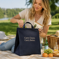Sac isotherme durable en non-tissé avec doublure en aluminium et fermeture auto-agrippante, réutilisable pour les déjeuners au bureau