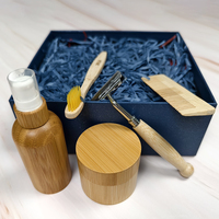 Vente directe en usine écologique emballage cosmétique vaporisateur verre ensemble de produits en bambou avec bouchon Bambu