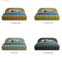 Petit Luxe Design Européen Tissu Velours Rose Tête de Lit en Bois Lit Capitonnée Double pour Enfants