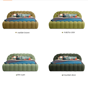 Giường ngủ khung gỗ bọc vải nhung hồng thiết kế Châu Âu sang trọng nhẹ nhàng dành cho trẻ em, giường đôi - Product Image 4