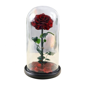 Longue tige conservée roses simples vrai durable <span class=keywords><strong>jardin</strong></span> fleurs roses dans le dôme de verre avec boîte-cadeau pour noël saint-valentin - Product Image 6