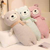 Bantal tidur beruang Teddy kartun, mainan mewah lembut dengan pengisi katun PP untuk pereda stres kamar tidur