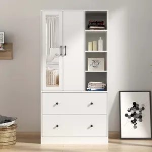 Cơ bản thiết kế hiện đại quần áo di động armoire tủ quần áo gương cửa tủ quần áo nội thất - Product Image 1