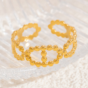 Fashion <b>Rings</b> Geometric Shape 18k Gold Plated <b>Titanium</b> Steel Women's Jewelry Gift - Product Image 4