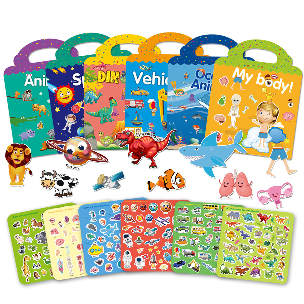 Высококачественная Водонепроницаемая портативная детская игра для обучения мозгу наклейка Съемная книжка для детей