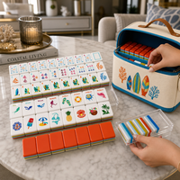 Meilleure Vente : Ensemble de Mahjong en Acrylique Thème Océan, Tuiles de Mahjong en Forme de Masque de Plongée et Planche de Surf – Cadeau Magnifique pour Fêtes