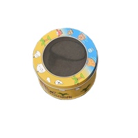 Boîte en étain ronde personnalisée de qualité alimentaire avec couvercle à charnière et fenêtre pour rangement de colliers, bagues, boucles d'oreilles et bracelets sur comptoir