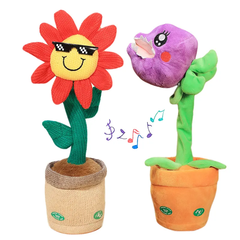 トーキングスピーキングドール2023おもちゃDE Juguete Dansende Jouet Parlante Ningbo Mimicking Cactus Dancing Flower Toy for Kids