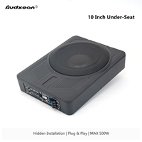 Subwoofer actif sous siège pour voiture, 10 pouces, 500W, haut-parleur de basses fin, entrée RCA haute qualité, amplificateur 12V