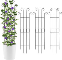 Treillis de jardin en métal pour plantes grimpantes, support décoratif à motif festonné pour roses, clématites, vignes et fleurs, antirouille, pour plantes en pot
