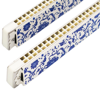 Kongsheng Blue White 24-Hole Polyphonic Octave Harmonica in C Key Professional for Adults Durable & Eco-Friendly 2410PS