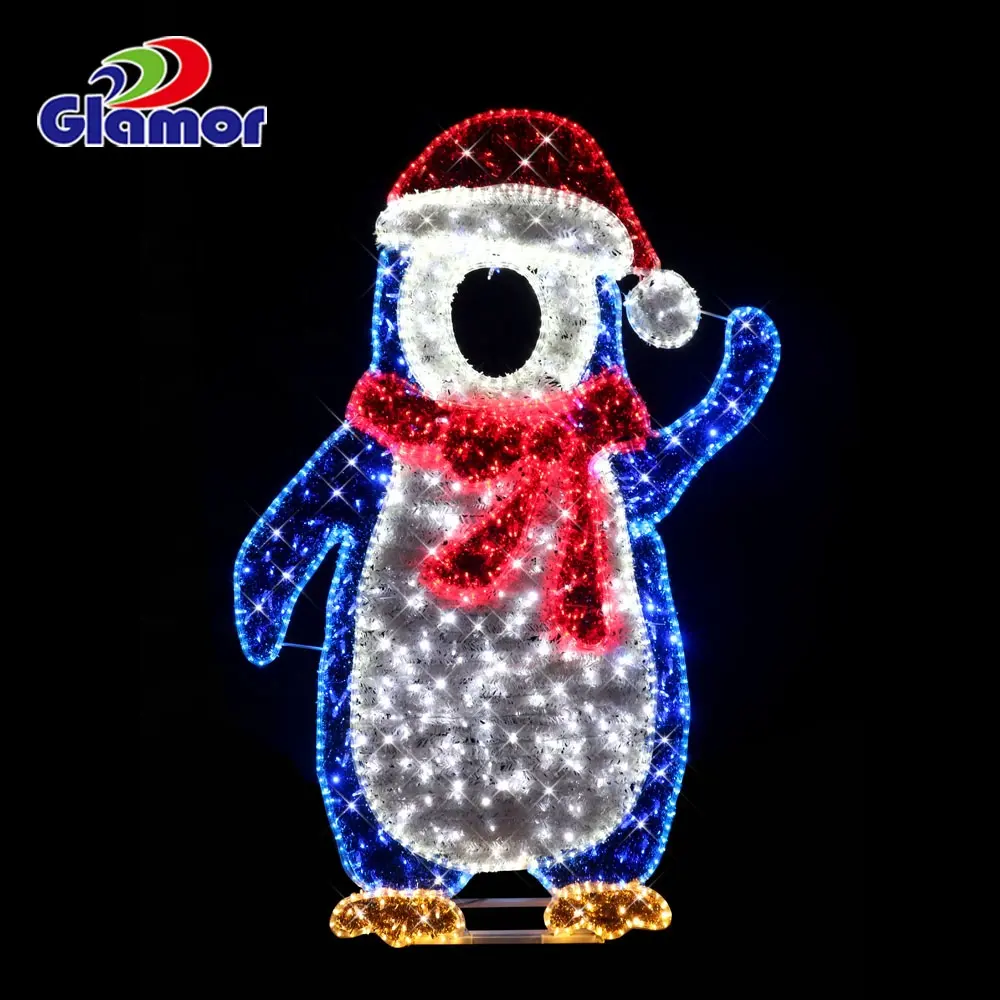2d البطريق ضوء عزر IP65 للماء في الهواء الطلق عطلة ضوء إطار صور جديدة موضوع led حبل ضوء لعيد الميلاد