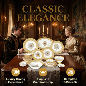 "एच" मार्क मोज़ेक डिजाइन रूपरेखा 8 "10" "पोसिलन फ्लैट प्लेट की हड्डी में सोने के गोल आकार फ्लैट प्लेट हड्डी डिश बड़ी प्लेट - Product Image 6