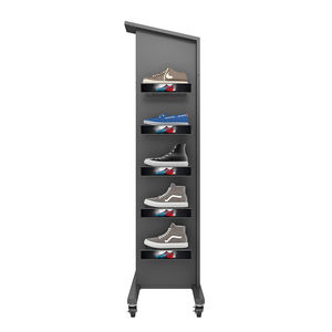 La fabbrica vende gli accessori del negozio <span class=keywords><strong>di</strong></span> marca delle calzature espositore per scarpe da appendere a doppio lato in metallo con ruote mobili - Product Image 4