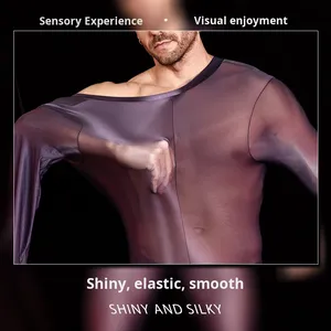 Bas de corps pour hommes transfrontaliers <span class=keywords><strong>Sexy</strong></span> respirant haute élasticité soyeux léger non sensoriel gras fermeture à glissière arrière solide mise en forme du corps - Product Image 2