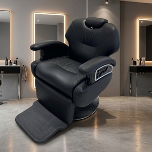 Fauteuil de Barbier Électrique Inclinable Antique avec Base en Acier Inoxydable, Massage Vibrant, Support Sèche-Cheveux, Réglable en Hauteur, Rotation à 360 Degrés - Product Image 1