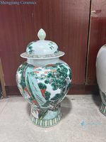RXDE01-A Jarre de temple en porcelaine traditionnelle antique, peinte à la main, motif Doucai coloré, représentant l'histoire des Huit Immortels