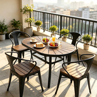 Ensemble de salle à manger extérieur moderne et unique en WPC imperméable pour hôtel, chaises de jardin pour terrasse