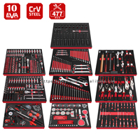 Ensemble d'outils de mécanicien professionnel de 477 pièces avec 10 plateaux en mousse EVA et inserts, kit de clés à douilles pour atelier de réparation automobile