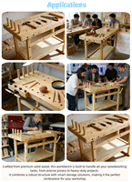 Banc de travail professionnel pour l'école et l'extérieur, éco-responsable, durable, avec plateau en bois de caoutchouc épais, design moderne