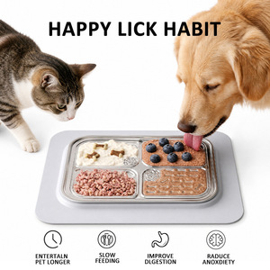 Tappetino in Acciaio Inossidabile per Cani e <span class=keywords><strong>Gatti</strong></span>, Tappetino Antiscivolo per Alimentazione Lenta, Tappetino da Pranzo per Animali Domestici - Product Image 1
