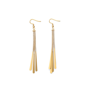Fashion Drop <b>Earrings</b> 316L Stainless Steel PVD Gold Plating Sustainable Resistant Long Tassel Design - Product Image 2