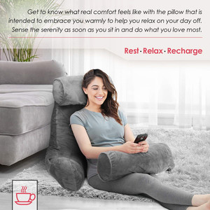 Soft Velvet Reading Pillow with Shredded Memory Foam <strong>Filling</strong> Enjoy Comfortable Backrest Support <strong>Cushion</strong> for Reading and Relaxing - Product Image 6