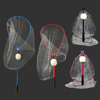 Filet d'atterrissage de poisson pliant Portable pliable pêche à la mouche longue poignée épuisette Silicone filet de pêche flottant