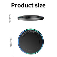 Chargeur sans fil fin avec anneau lumineux intelligent et détection d'objets étrangers, chargeur de téléphone rond pour chambre, bureau, voyage