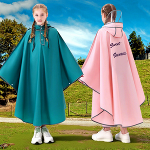 Impermeable Juvenil con Diseño de Dibujos Animados, Impermeable con Bolsillo para Mochila, Poncho de Lluvia con Ala Ancha - Product Image 1