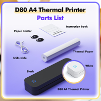 Imprimante Thermique sans Fil Portable A4 sans Encre pour Petites Entreprises, Propriétaires de Magasins de Détail, Factures de Commande Personnalisables