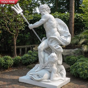 Youfine cuộc sống Kích thước biệt thự ngoài trời Vườn quốc gia Trung Tâm bất động sản trang trí thần thoại Hy Lạp cổ đại bằng đá cẩm thạch trắng Poseidon tượng - Product Image 4