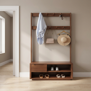 Modern Solid Wood Entryway <b>Storage</b> Cabinet with <b>Shelves</b> and Drawer Freestanding Living Room Furniture Minimalist Design - Product Image 2