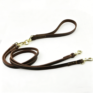 Laisse en cuir double face pour chien, pour 2 animaux simultanément, anti-emmêlement, pour l'entraînement des petits chiens - Product Image 5