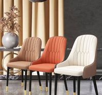 Chaises de salle à manger nordiques marocaines, chaises de salon modernes en métal de luxe léger, chaises de salle à manger en métal et cuir synthétique pour restaurant